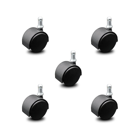 Service Caster 2 Inch Flat Black Hooded Nylon Twin Wheel Grip Ring Chair Casters SCC, 5PK SCC-GR02S50D-NYS-FB-716X78-5